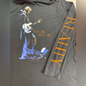 Vintage David Bowie Top Shirt Long Sleeve Hoodie Sz XL Reality Tour 2004 Y2K
